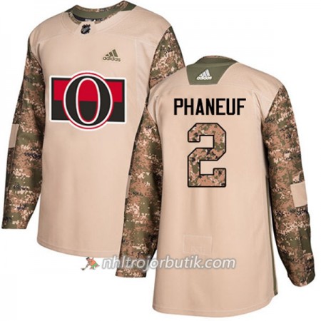 Män Ishockey Ottawa Senators Tröja Dion Phaneuf 2 Adidas 2017-2018 Camo Veterans Day Practice Authentic